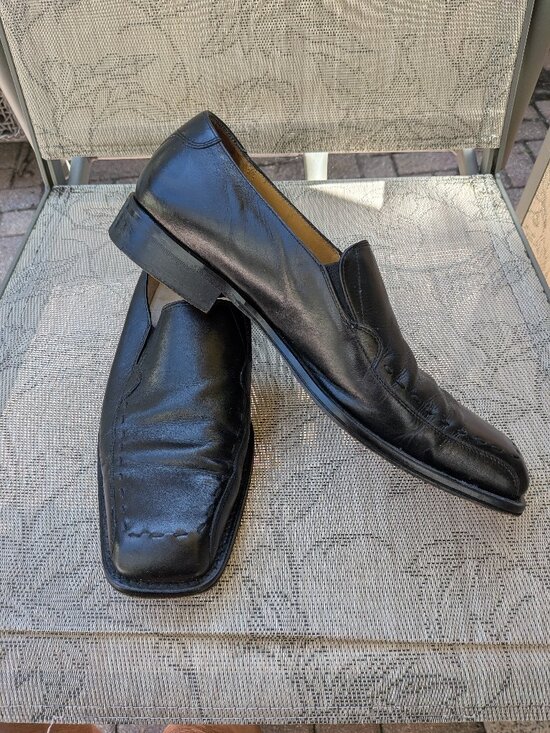 Men\'s Mezlan Slip on Dress Shoes Black Leather Sz 10 M